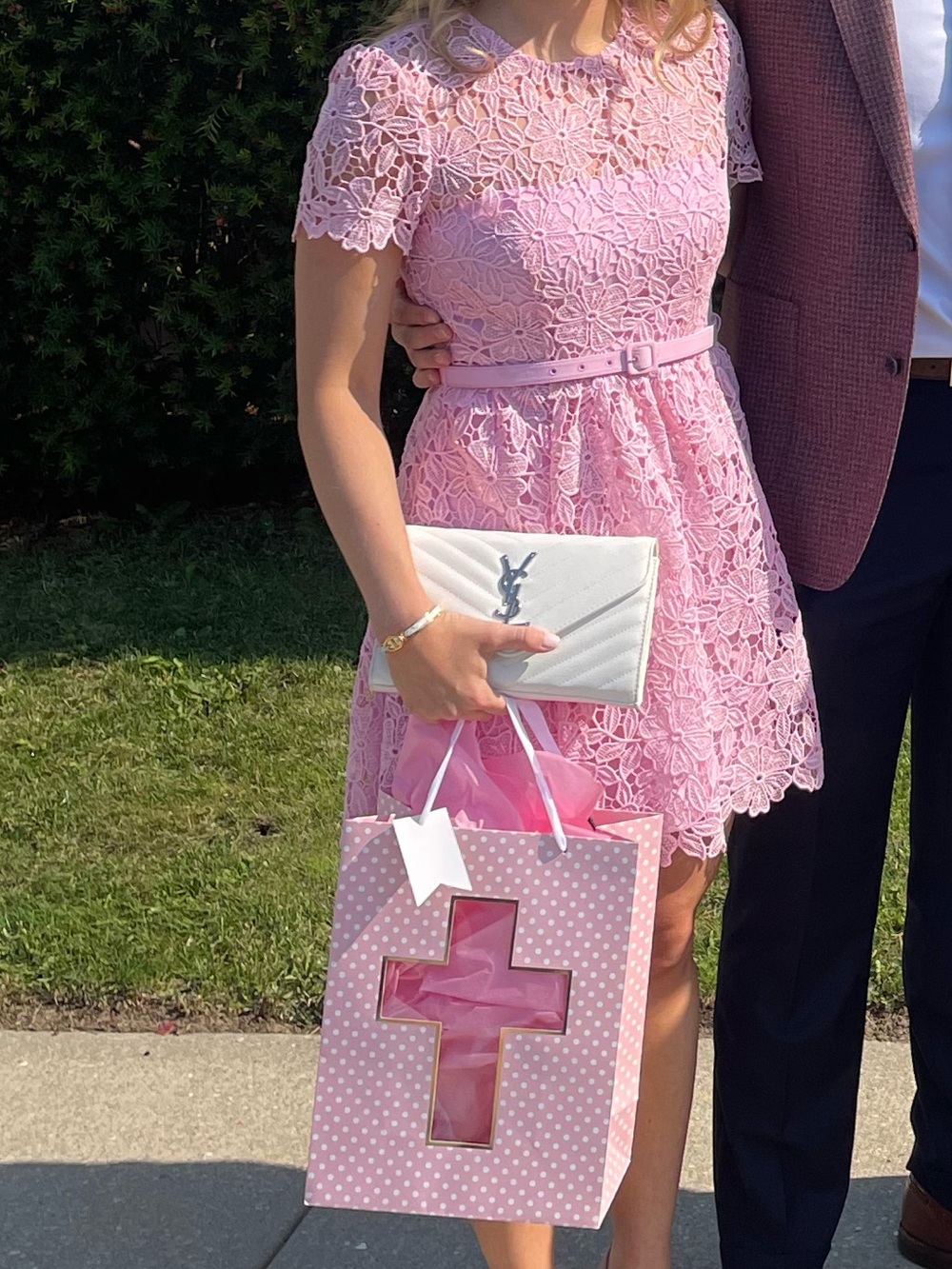 SELF-PORTRAIT
Guipure-lace Belted Mini Dress In Pink